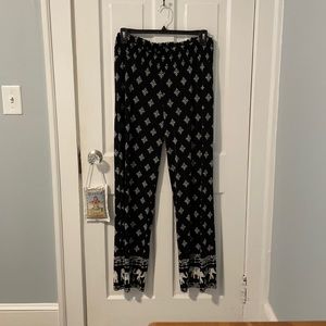 INC Boho Black&White  Elephant Floral Print Pants